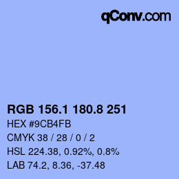 Color code: RGB 156.1 180.8 251 | qconv.com