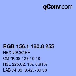 Color code: RGB 156.1 180.8 255 | qconv.com