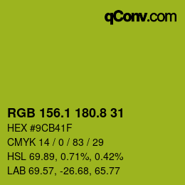 カラーコード: RGB 156.1 180.8 31 | qconv.com