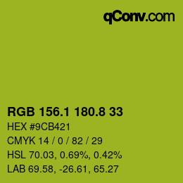 カラーコード: RGB 156.1 180.8 33 | qconv.com