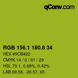 カラーコード: RGB 156.1 180.8 34 | qconv.com