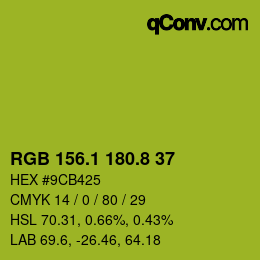 カラーコード: RGB 156.1 180.8 37 | qconv.com