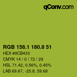 カラーコード: RGB 156.1 180.8 51 | qconv.com