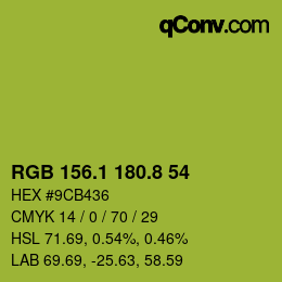 カラーコード: RGB 156.1 180.8 54 | qconv.com