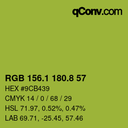 カラーコード: RGB 156.1 180.8 57 | qconv.com