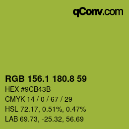 カラーコード: RGB 156.1 180.8 59 | qconv.com