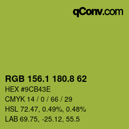 カラーコード: RGB 156.1 180.8 62 | qconv.com