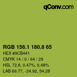 カラーコード: RGB 156.1 180.8 65 | qconv.com