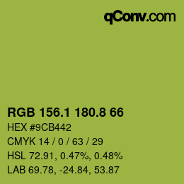 カラーコード: RGB 156.1 180.8 66 | qconv.com