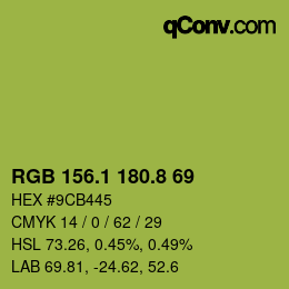 カラーコード: RGB 156.1 180.8 69 | qconv.com