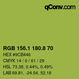 カラーコード: RGB 156.1 180.8 70 | qconv.com