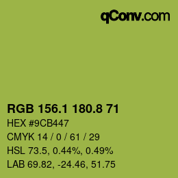 カラーコード: RGB 156.1 180.8 71 | qconv.com