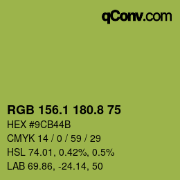 カラーコード: RGB 156.1 180.8 75 | qconv.com