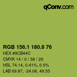 カラーコード: RGB 156.1 180.8 76 | qconv.com