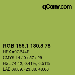 カラーコード: RGB 156.1 180.8 78 | qconv.com