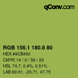 カラーコード: RGB 156.1 180.8 80 | qconv.com