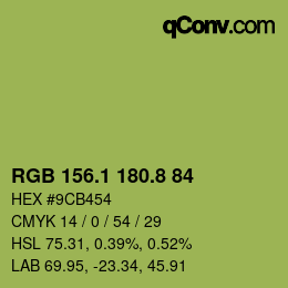 カラーコード: RGB 156.1 180.8 84 | qconv.com