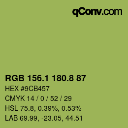 カラーコード: RGB 156.1 180.8 87 | qconv.com