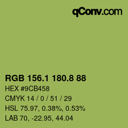 カラーコード: RGB 156.1 180.8 88 | qconv.com