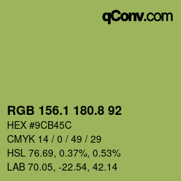 カラーコード: RGB 156.1 180.8 92 | qconv.com