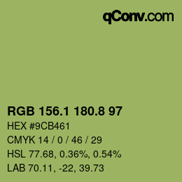 カラーコード: RGB 156.1 180.8 97 | qconv.com