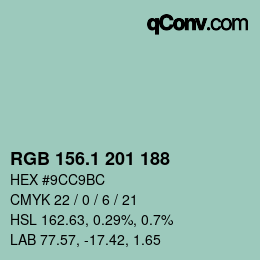 Color code: RGB 156.1 201 188 | qconv.com