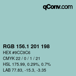 カラーコード: RGB 156.1 201 198 | qconv.com
