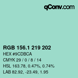 カラーコード: RGB 156.1 219 202 | qconv.com