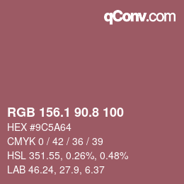 Color code: RGB 156.1 90.8 100 | qconv.com