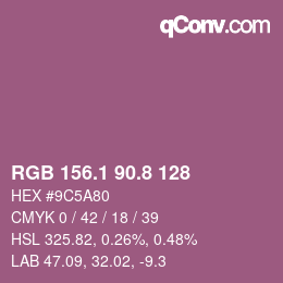 カラーコード: RGB 156.1 90.8 128 | qconv.com
