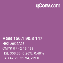 カラーコード: RGB 156.1 90.8 147 | qconv.com