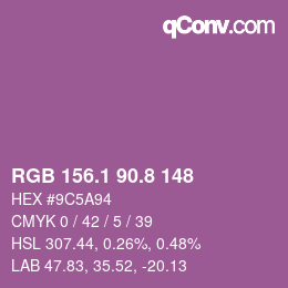 カラーコード: RGB 156.1 90.8 148 | qconv.com