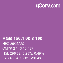 カラーコード: RGB 156.1 90.8 160 | qconv.com