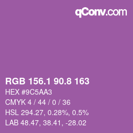 カラーコード: RGB 156.1 90.8 163 | qconv.com