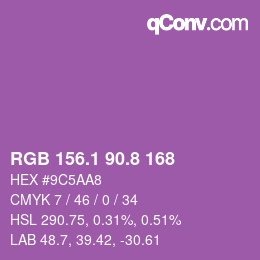 カラーコード: RGB 156.1 90.8 168 | qconv.com