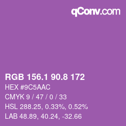 カラーコード: RGB 156.1 90.8 172 | qconv.com