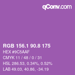 カラーコード: RGB 156.1 90.8 175 | qconv.com