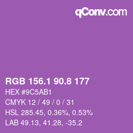 カラーコード: RGB 156.1 90.8 177 | qconv.com