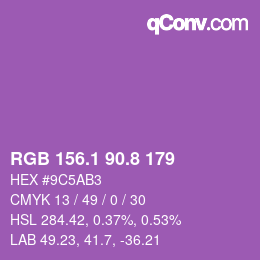 カラーコード: RGB 156.1 90.8 179 | qconv.com