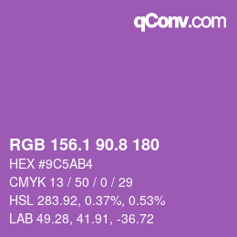 カラーコード: RGB 156.1 90.8 180 | qconv.com