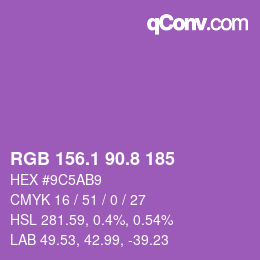 カラーコード: RGB 156.1 90.8 185 | qconv.com