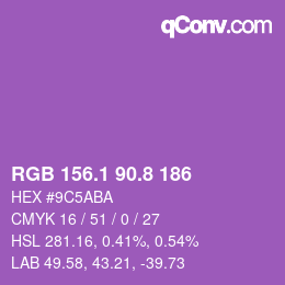 カラーコード: RGB 156.1 90.8 186 | qconv.com