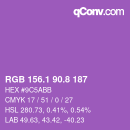 カラーコード: RGB 156.1 90.8 187 | qconv.com