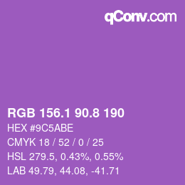 カラーコード: RGB 156.1 90.8 190 | qconv.com