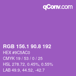 カラーコード: RGB 156.1 90.8 192 | qconv.com