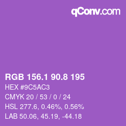 カラーコード: RGB 156.1 90.8 195 | qconv.com