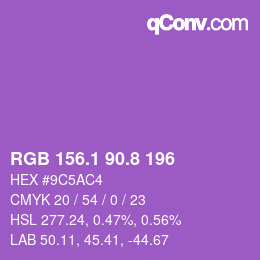カラーコード: RGB 156.1 90.8 196 | qconv.com