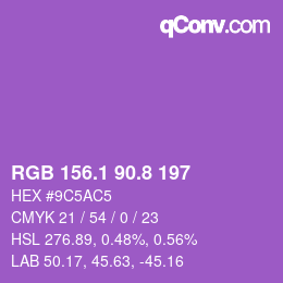 カラーコード: RGB 156.1 90.8 197 | qconv.com