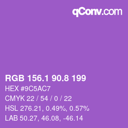 カラーコード: RGB 156.1 90.8 199 | qconv.com
