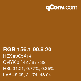 カラーコード: RGB 156.1 90.8 20 | qconv.com